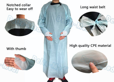 保護医学のプラスチック プロダクトは袖が付いているCPEのガウンを防水します