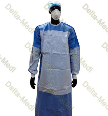 PP SMSのヴェルクロ首は半分の袖で補強された袖口の使い捨て可能な手術衣を編んだ