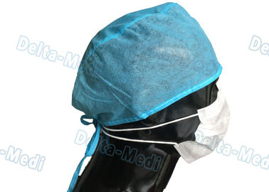 青いPPのハンドメイドの使い捨て可能な外科帽子は、医者帽子15を- 35gsmごしごし洗います