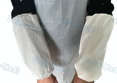 白く使い捨て可能な袖カバー、伸縮性がある袖口が付いている使い捨て可能な袖の保護装置