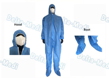 青く使い捨て可能な医学のつなぎ服、超音波継ぎ目のクラスIの使い捨て可能な仕事のスーツ